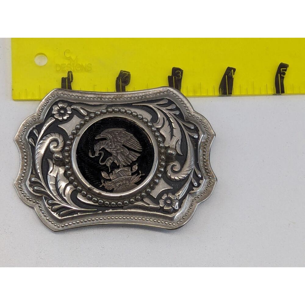 Vintage Eagle & Snake Inlaid Belt Buckle Southwestern Belt Buckle 3 1/2" × 2" - Picture 9 of 10